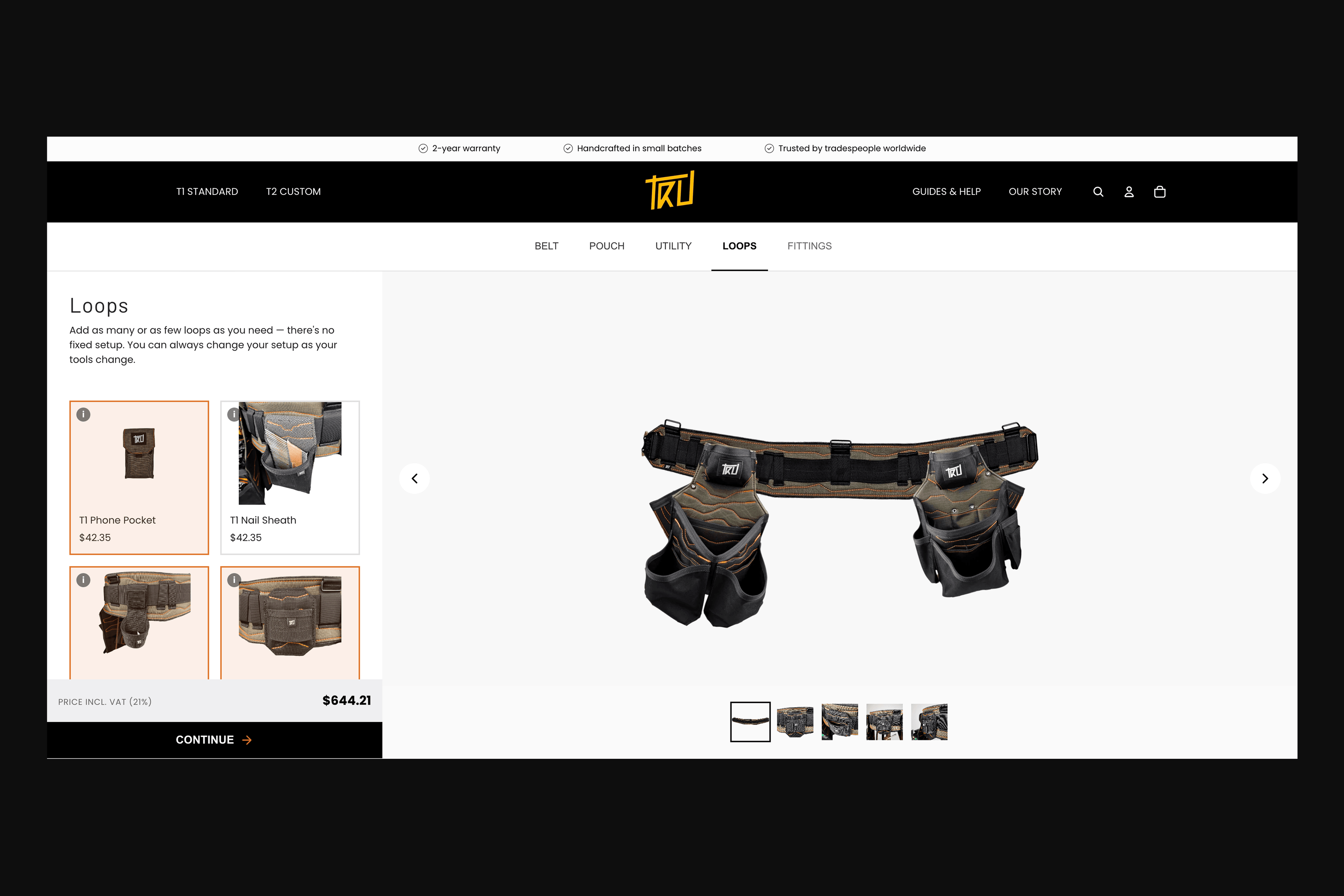 TruGear T2 builder interface