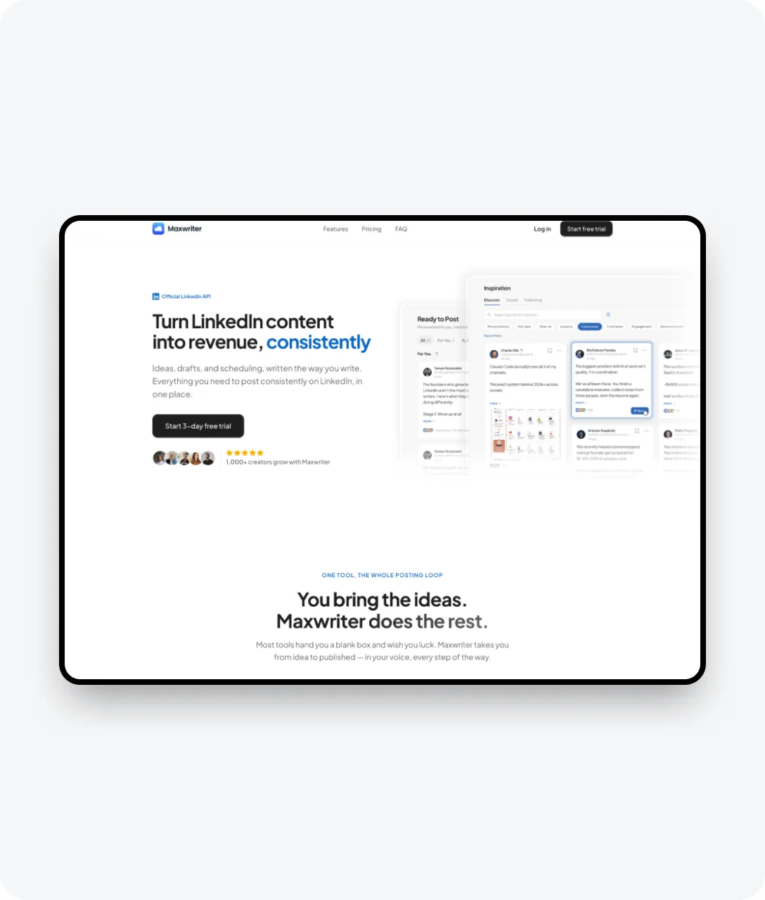 Maxwriter landing page