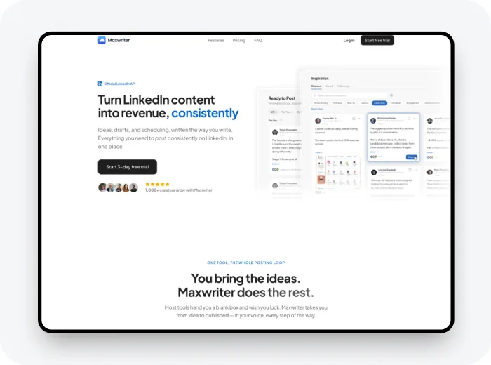 Maxwriter landing page