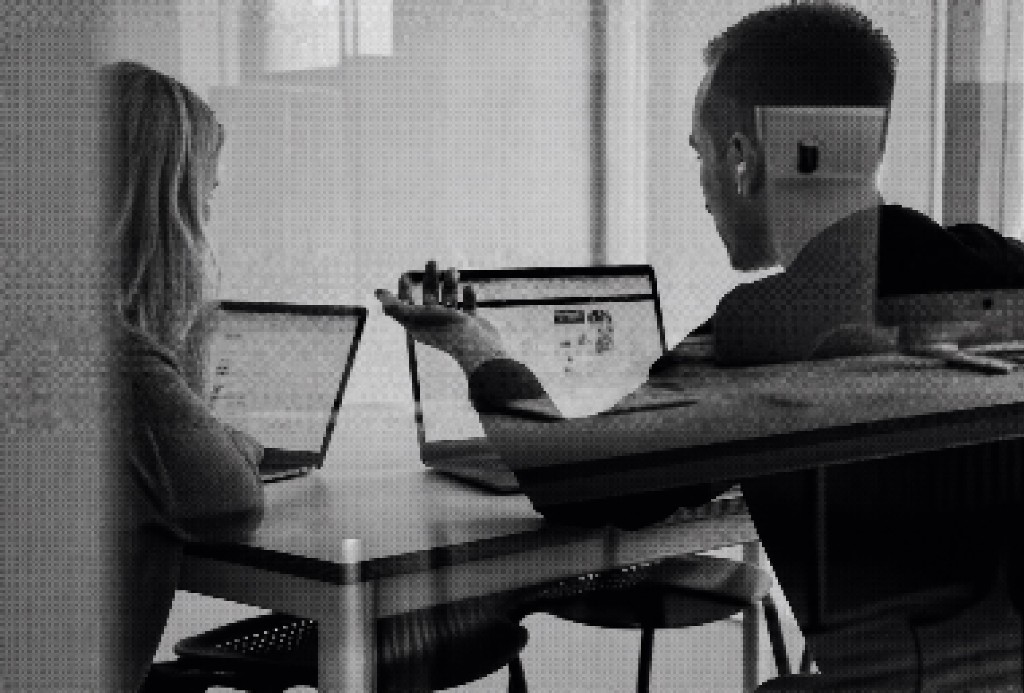 Team collaboration at desks